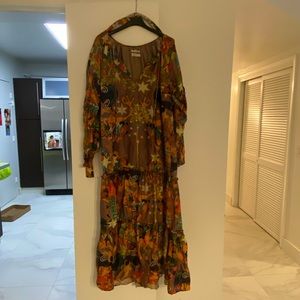 Chufy maxi dress cotton with print and belt